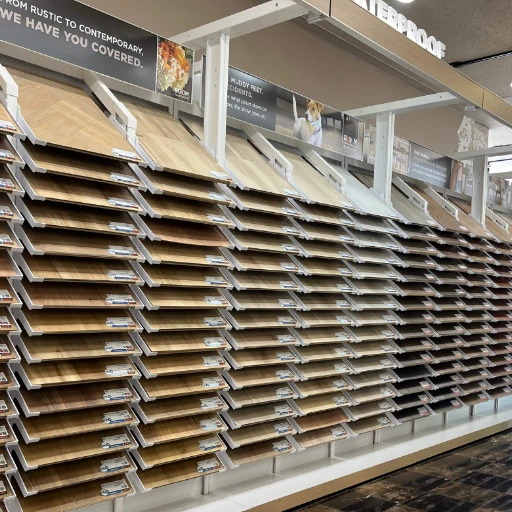 Waterproof flooring samples in Seattle flooring store showroom